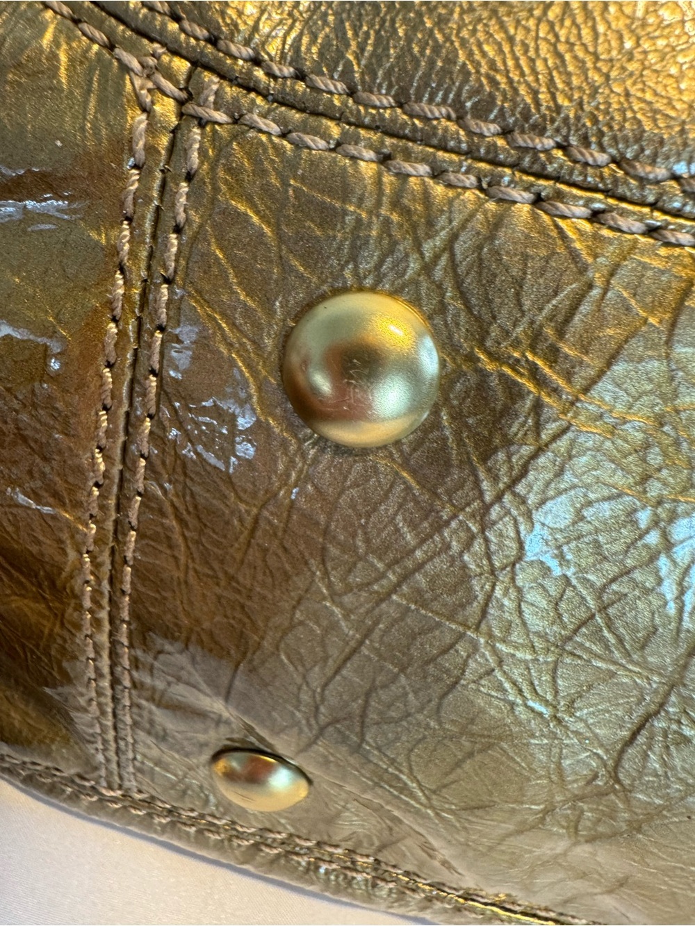 Coach Garnet Metallic Gold Leather Turnlock Satchel - Like New - Picture 10 of 16